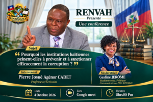 Affiche de conférence RENVAH sur la corruption